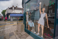 Shop windows decorated for Wimbledon championships, Wimbledon, London, United Kingdom - 15 Jun 2024