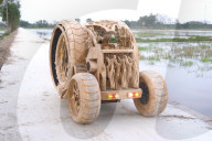 AI designed wooden time machine-like car