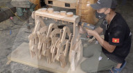 AI designed wooden time machine-like car