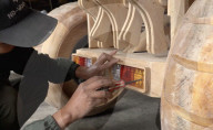 AI designed wooden time machine-like car