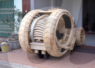 AI designed wooden time machine-like car