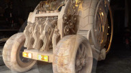 AI designed wooden time machine-like car