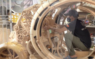 AI designed wooden time machine-like car