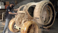 AI designed wooden time machine-like car