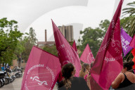 Healthcare unions protest against healthcare cuts.