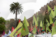 Healthcare unions protest against healthcare cuts.