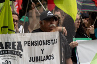 Healthcare unions protest against healthcare cuts.