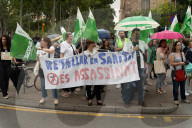 Healthcare unions protest against healthcare cuts.