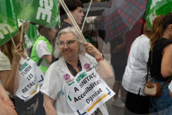 Healthcare unions protest against healthcare cuts.