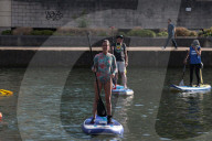 'Surfers Against Sewage' stage protest on the River Thames
