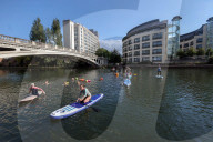 'Surfers Against Sewage' stage protest on the River Thames