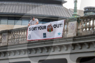 'Surfers Against Sewage' stage protest on the River Thames
