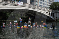 'Surfers Against Sewage' stage protest on the River Thames