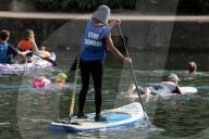 'Surfers Against Sewage' stage protest on the River Thames
