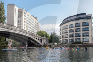 'Surfers Against Sewage' stage protest on the River Thames