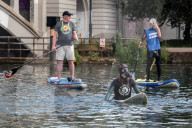 'Surfers Against Sewage' stage protest on the River Thames