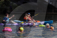 'Surfers Against Sewage' stage protest on the River Thames
