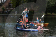 'Surfers Against Sewage' stage protest on the River Thames