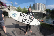 'Surfers Against Sewage' stage protest on the River Thames
