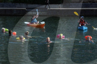 'Surfers Against Sewage' stage protest on the River Thames