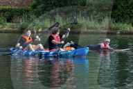 'Surfers Against Sewage' stage protest on the River Thames