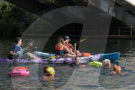 'Surfers Against Sewage' stage protest on the River Thames