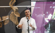 Life-size puppets of wild animals rehearse on the streets of London for the launch of The Herds  a new project from the team behind “Little Amal” at Wimbledon College of Arts, Wimbledon, London, UK.