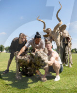 Life-size puppets of wild animals rehearse on the streets of London for the launch of The Herds  a new project from the team behind “Little Amal” at Wimbledon College of Arts, Wimbledon, London, UK.