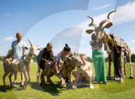 Life-size puppets of wild animals rehearse on the streets of London for the launch of The Herds  a new project from the team behind “Little Amal” at Wimbledon College of Arts, Wimbledon, London, UK.