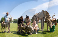 Life-size puppets of wild animals rehearse on the streets of London for the launch of The Herds  a new project from the team behind “Little Amal” at Wimbledon College of Arts, Wimbledon, London, UK.