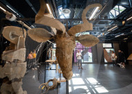 Life-size puppets of wild animals rehearse on the streets of London for the launch of The Herds  a new project from the team behind “Little Amal” at Wimbledon College of Arts, Wimbledon, London, UK.
