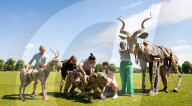 Life-size puppets of wild animals rehearse on the streets of London for the launch of The Herds  a new project from the team behind “Little Amal” at Wimbledon College of Arts, Wimbledon, London, UK.