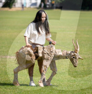 Life-size puppets of wild animals rehearse on the streets of London for the launch of The Herds  a new project from the team behind “Little Amal” at Wimbledon College of Arts, Wimbledon, London, UK.