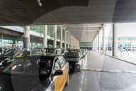 Protest of taxi drivers at Barcelona Airport
