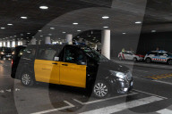 Protest of taxi drivers at Barcelona Airport