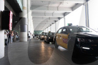 Protest of taxi drivers at Barcelona Airport