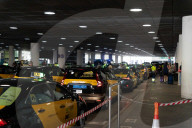 Protest of taxi drivers at Barcelona Airport