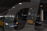 Protest of taxi drivers at Barcelona Airport