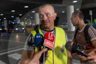 Protest of taxi drivers at Barcelona Airport
