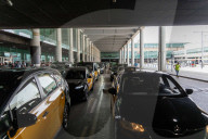Protest of taxi drivers at Barcelona Airport