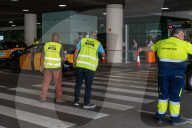 Protest of taxi drivers at Barcelona Airport