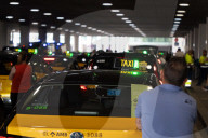 Protest of taxi drivers at Barcelona Airport