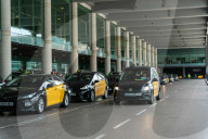 Protest of taxi drivers at Barcelona Airport