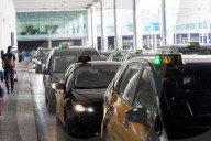 Protest of taxi drivers at Barcelona Airport