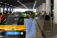 Protest of taxi drivers at Barcelona Airport