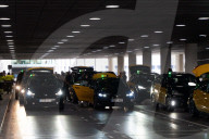Protest of taxi drivers at Barcelona Airport