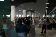 Protest of taxi drivers at Barcelona Airport