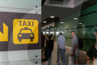 Protest of taxi drivers at Barcelona Airport