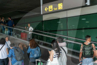 Protest of taxi drivers at Barcelona Airport