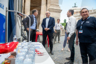 Roma, Sindaco Roberto Gualtieri in Piazza del campidoglio per la campagna AVIS Preparati per una colazione diversa